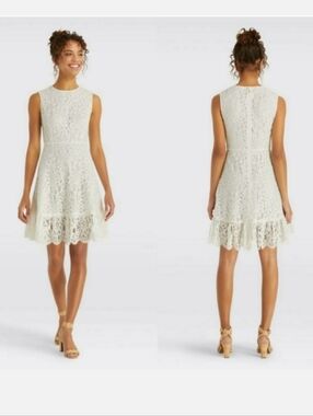 Draper James Lace Trim Sleeveless White Romantic Midi Sz 8 Wedding Boho NWT